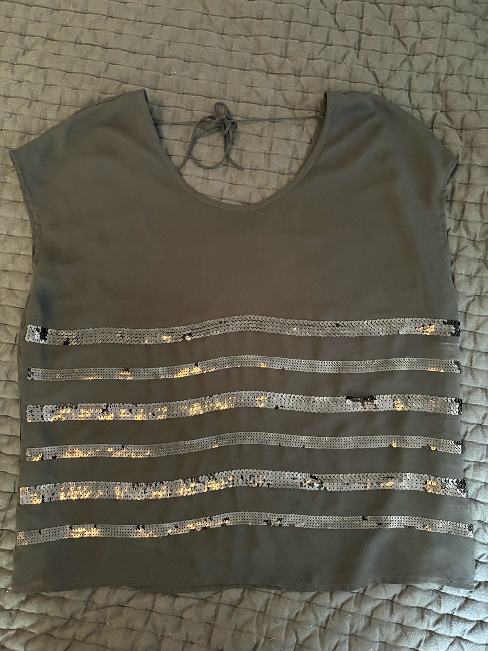 a.n.a Black Top with Sequin Stripes